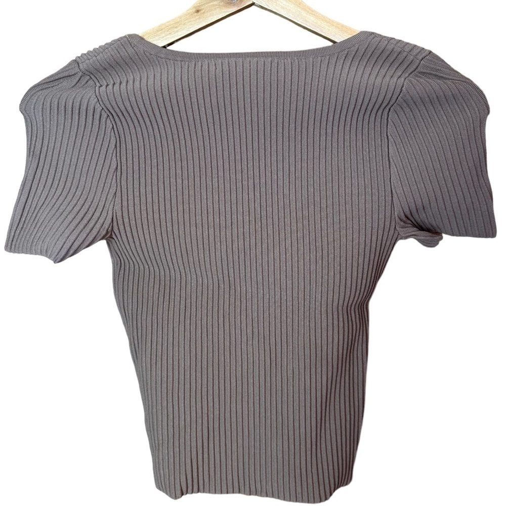 Madewell Ottoman Ribbed Crop Sweater Tee Brown XS - Picture 5 of 8